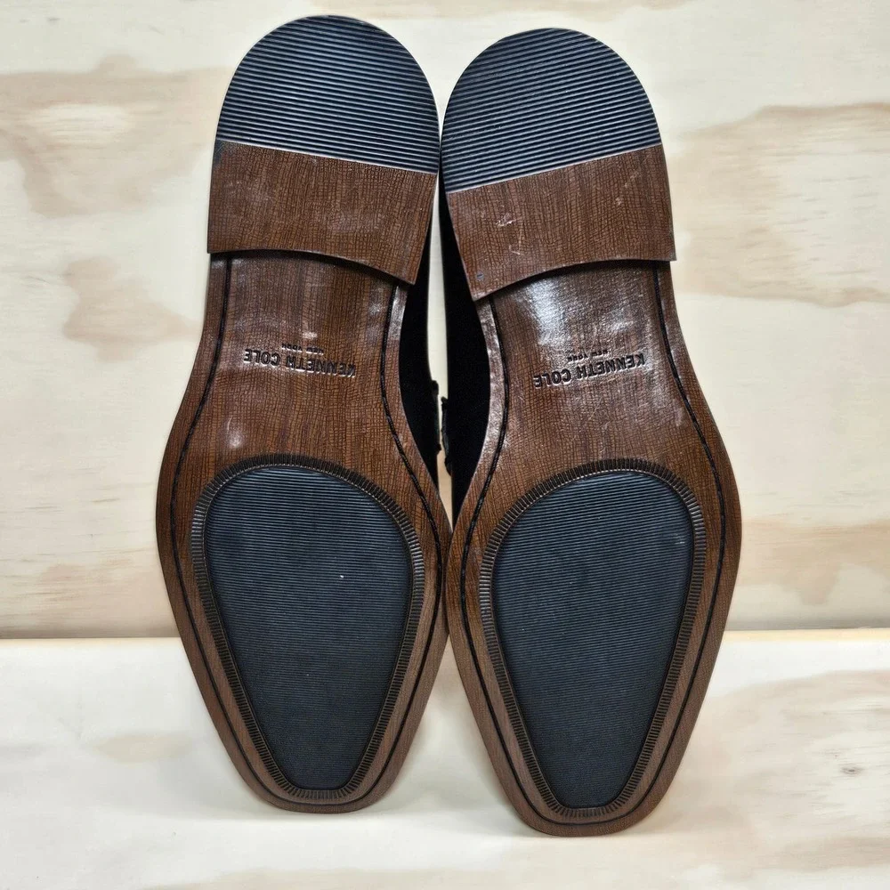 Kenneth Cole New York Mens North Shore Black Leather Bit Loafers 10.5 M